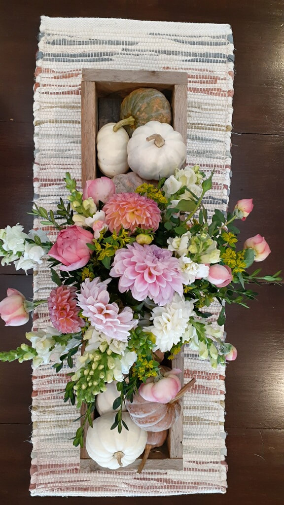 fresh flower arrangement with mixed pinks grown in Pontiac, IL